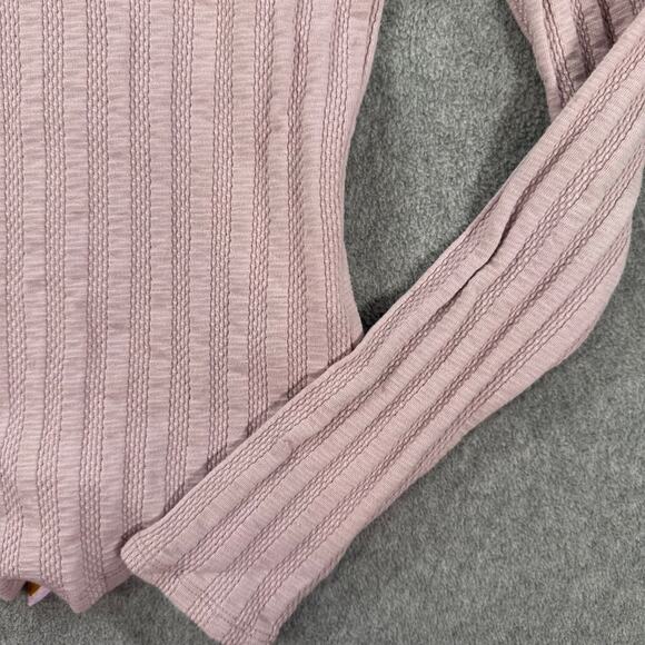 Free People Party in the Back Top Women's XS Purple Ribbed Long Sleeve Tie Back - Picture 3 of 11